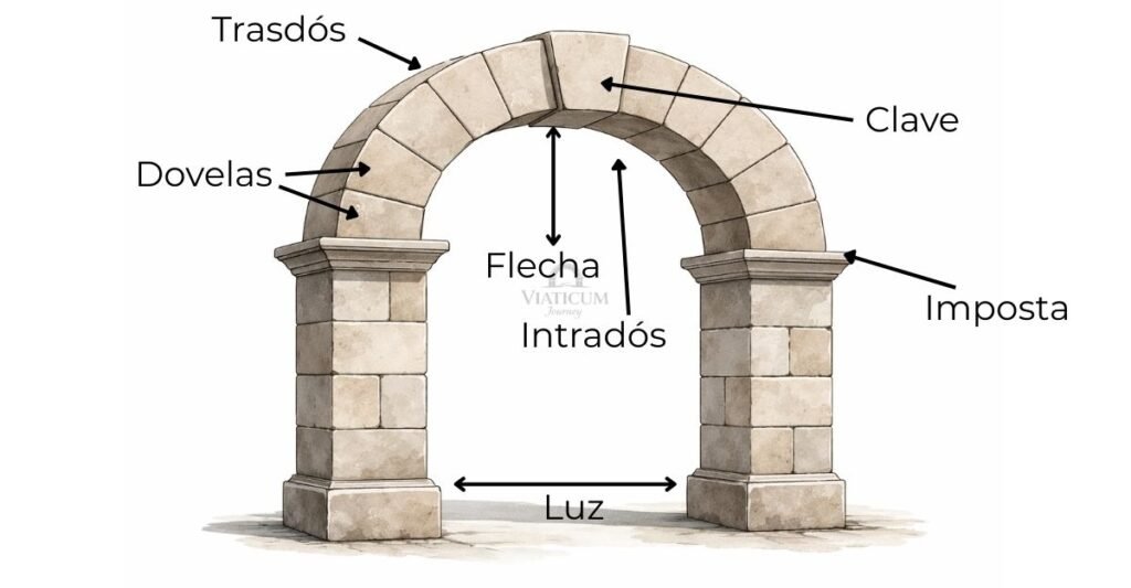 partes del arco de medio punto